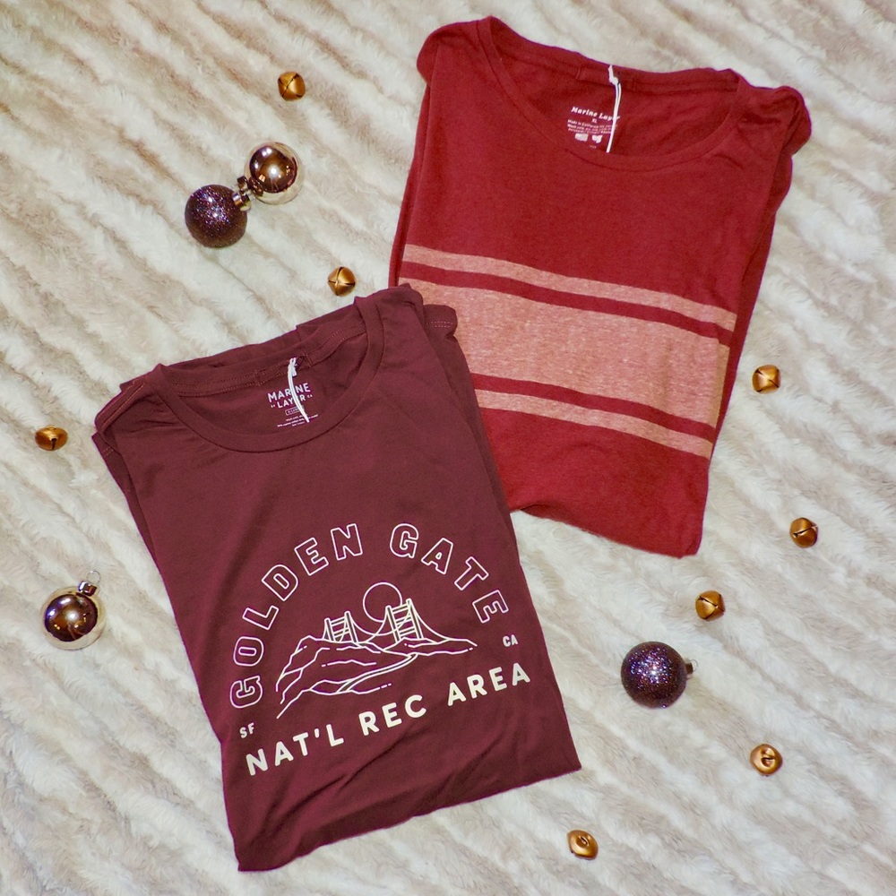 NEVER BEFORE WORN two Marine Layer tees XL Men